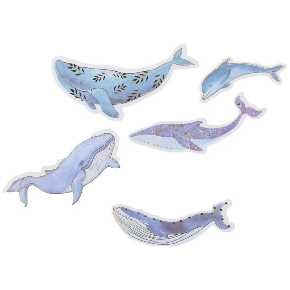 Decorative Stickers Blue Stickers White Washi Paper Sea Stickers Whale Stickers for DIY - view 5