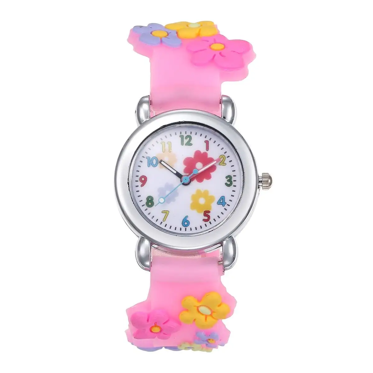 Cute cartoon 3D flower  Rex silicone strap children's watch Kids Student Watch