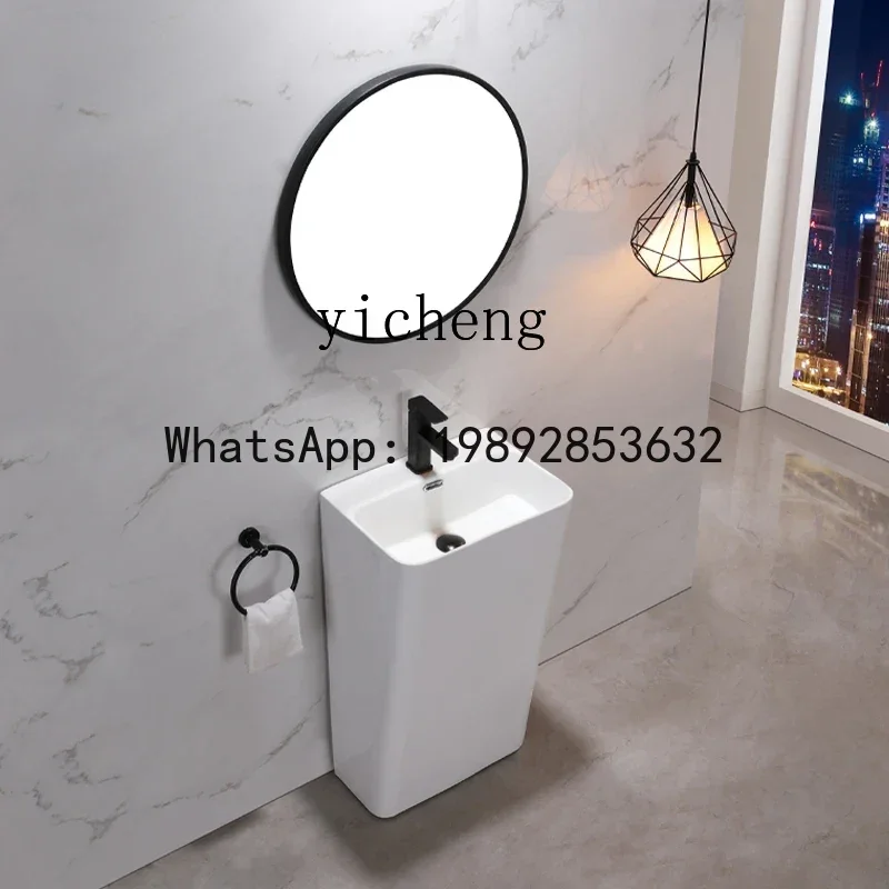 B1 Ceramic Column Basin Balcony Integrated Floor Wash Basin Outdoor One-piece Wash Basin