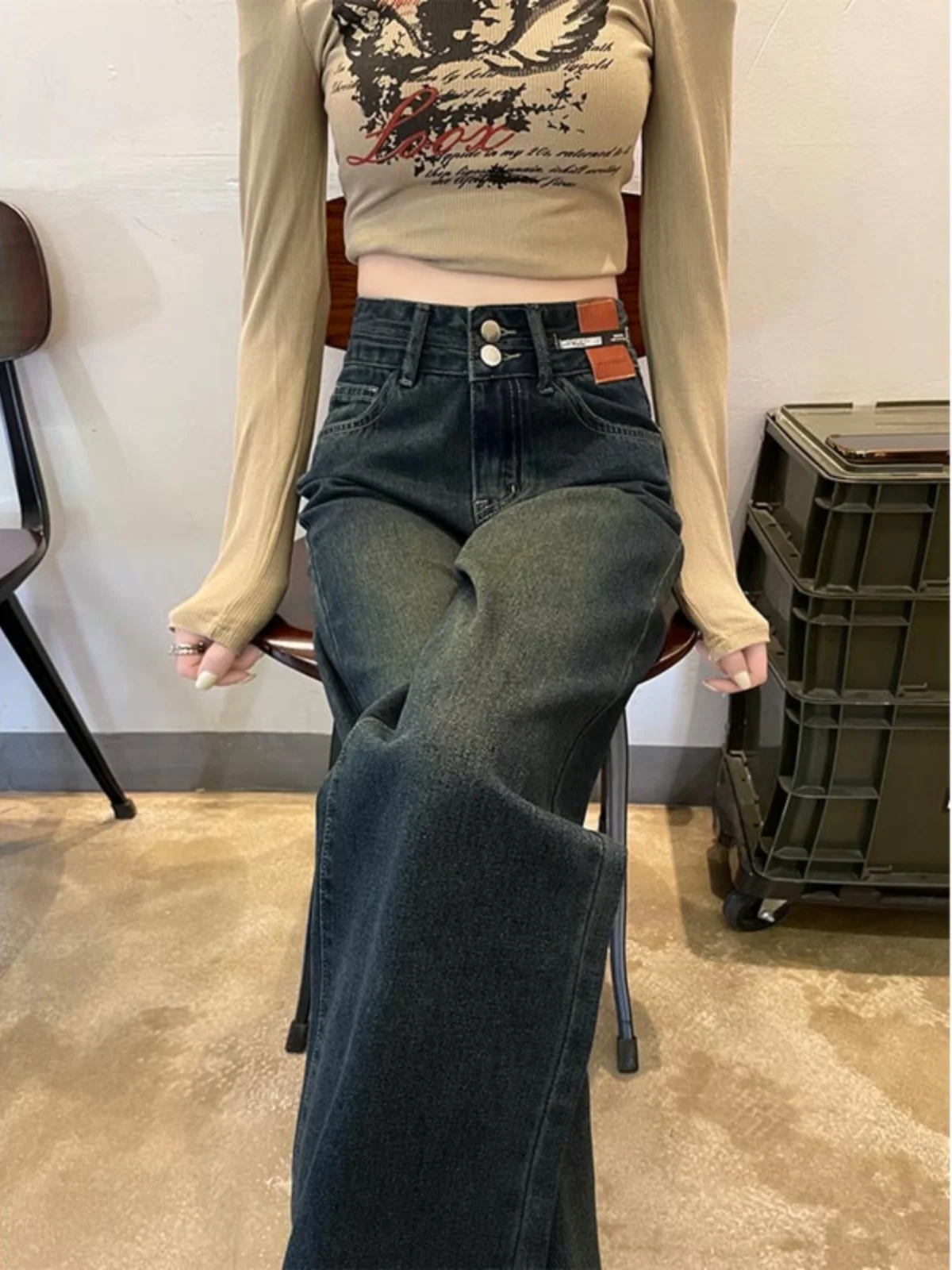 

Прямые джинсы с высокой талией, женские облегающие джинсовые брюки длиной до пола, осенние модные женские брюки больших размеров