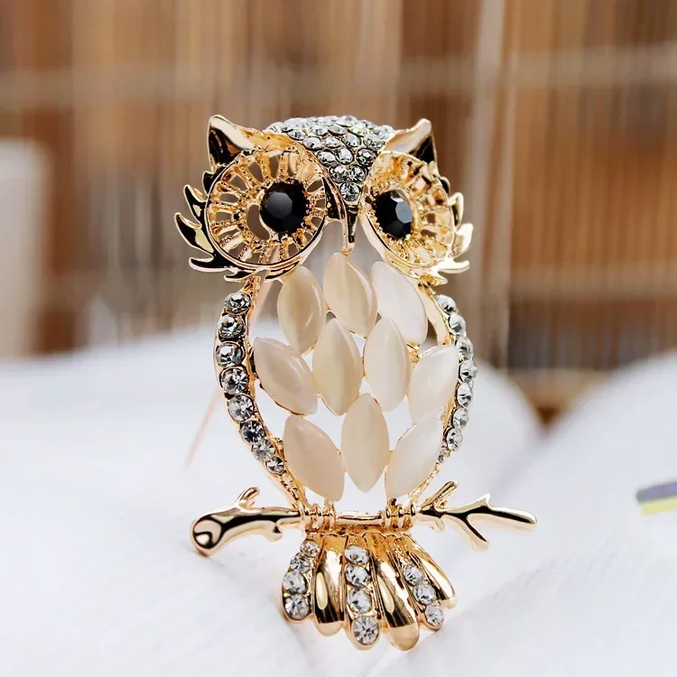 Fashion Cute Gem Owl Brooch Women\'s Clothing Dress Pin Trendy Jewelry Girl Gift