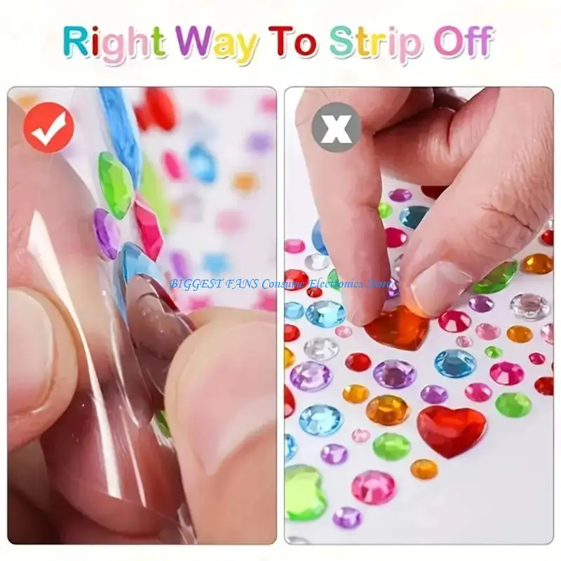 Colorful Acrylic Sticker Sheets Adhesive Shinning Jewelry Sticker for Cards, Journals, Gift Packaging, and Party Hand Craft Use
