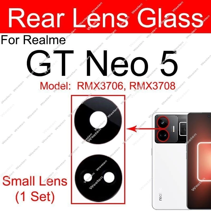 Achteruitrijcamera Lensglas Voor Realme GT Neo 5 Neo 5 SE GT5 Pro GT7 Pro Racing Terug Camera Lens Glas met Sticker Vervangende Onderdelen