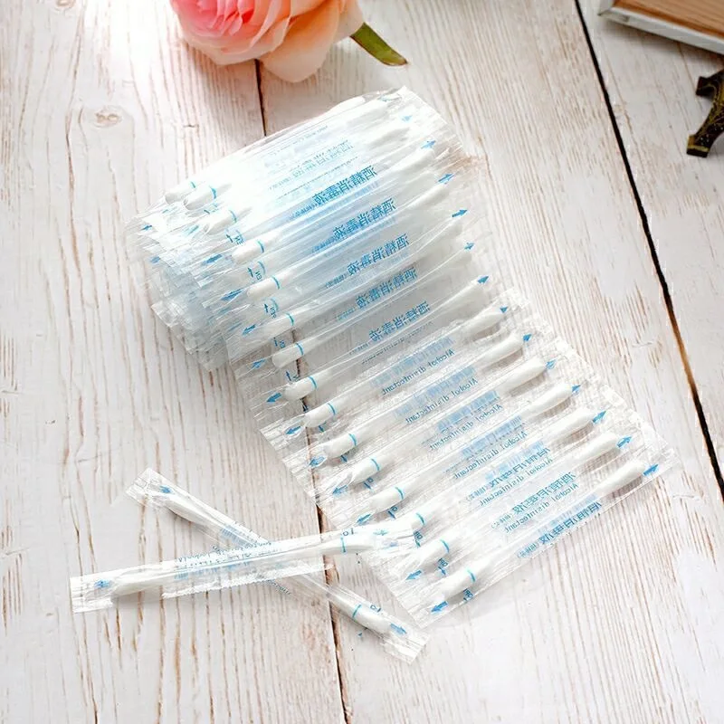 500 PCS Disposable Iodophor ผ้าฝ้าย Swabs สําหรับ Home ฆ่าเชื้อผิวบาดแผลทารกฆ่าเชื้อพกพาไอโอดีนผ้าฝ้าย Swabs