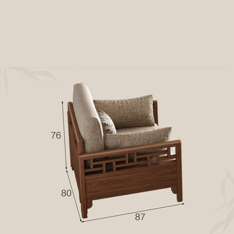 Solid wood sofa household living room small apartment straight sofa combination