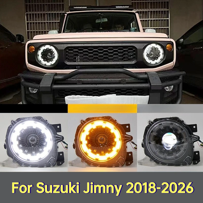 For Suzuki Jimny 2018-2026 Car Headlight Assembly Led Daytime Running Light Dynamic Turn Signal High Low Beam Modified Headlamp