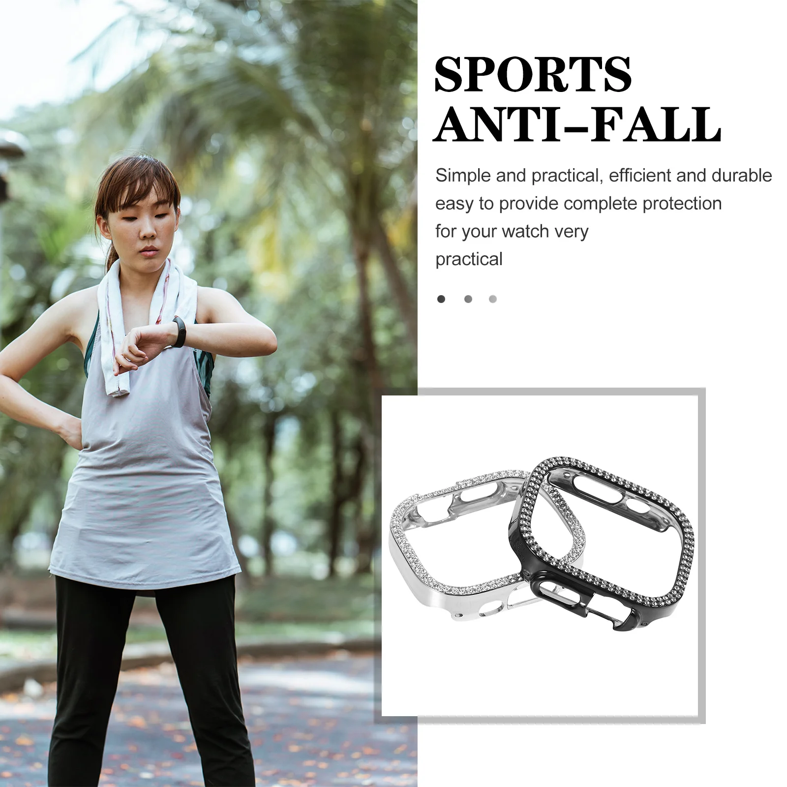 

2Pcs Protective Case Diamond Inlaid Durable Elegant Design Anti-Scratch Reusable Detachable Accessory Daily Use