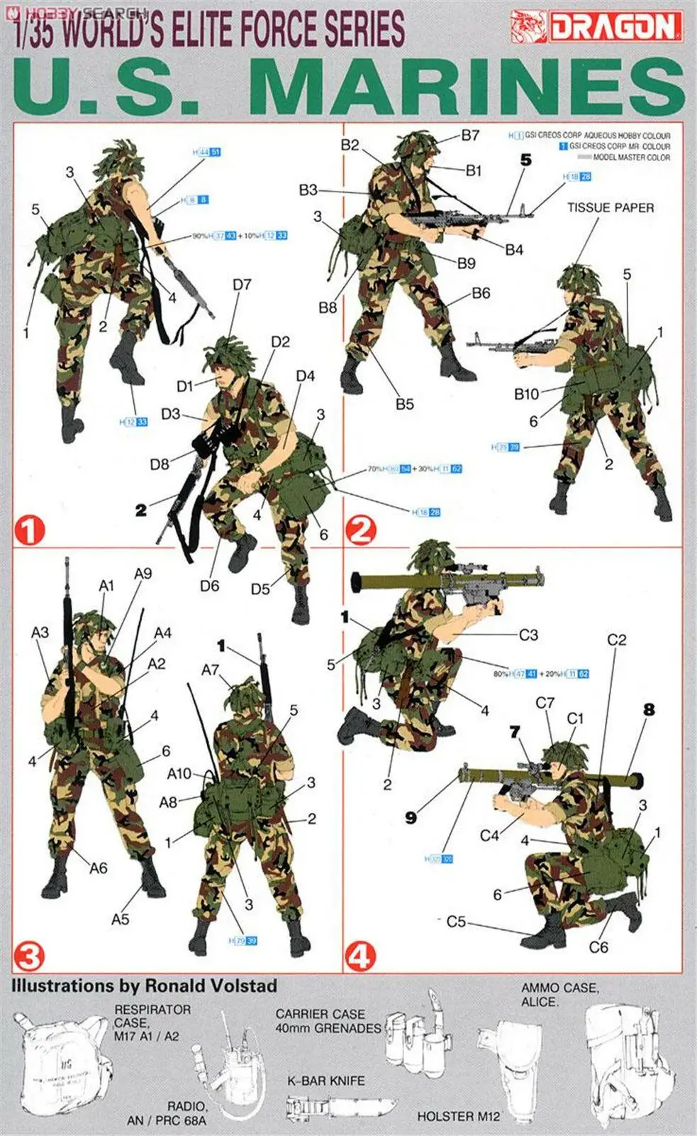 DRAGON 3007 1/35 U.S. MARINES 1/35 Kits Soldiers 4 figures model