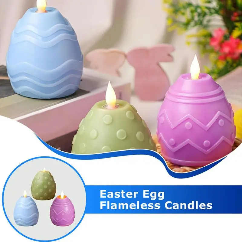 Easter Egg Candle LED Flameless Candles Battery Candles 3X Fake Candles Battery Operated LED Candles Table Centerpieces Easter