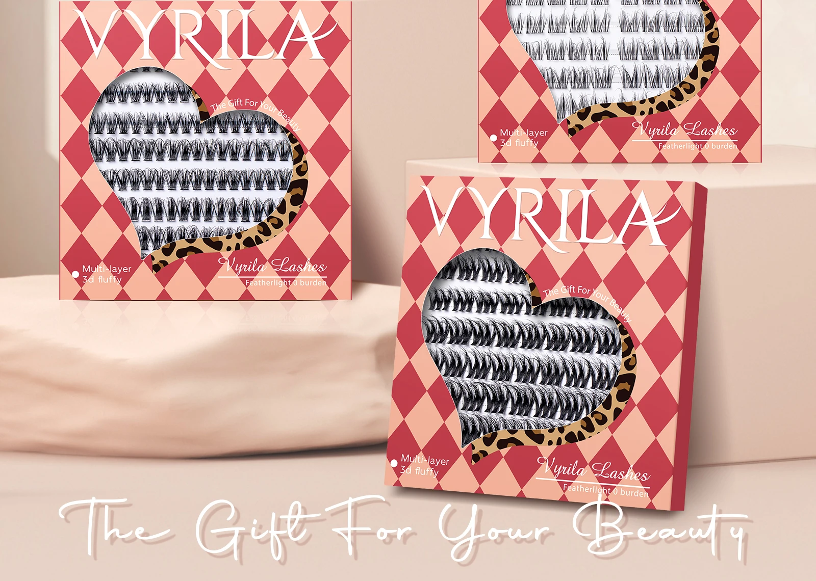 VYRILA Lashes Cluster D Curl DIY Lash Extension 3D Wispy Individual Lashes D Curl Eyelash Clusters 8-16mm Individual Lashes