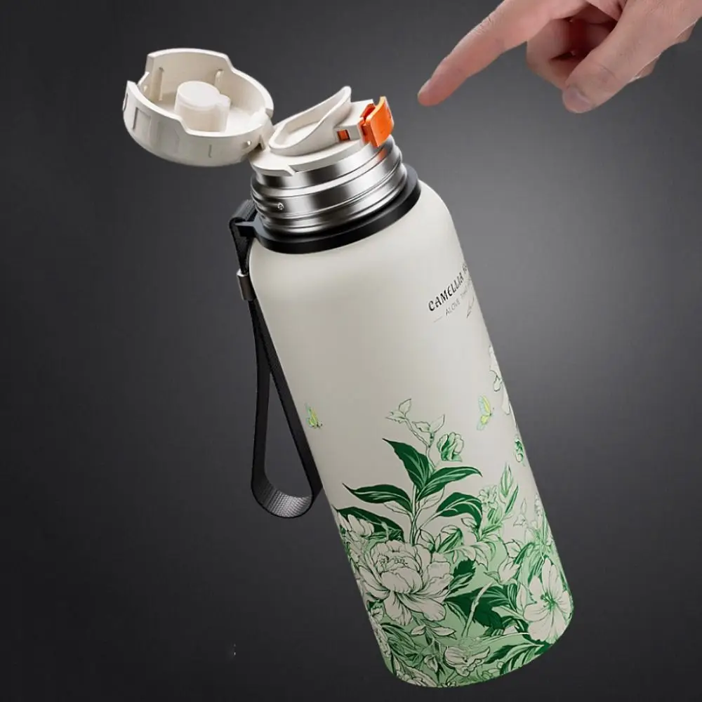 

Portable 620ml Flower Pattern Thermos Bottle Stainless Steel Large-capacity Travel Mug Double Wall with Filter Thermal Cup Car