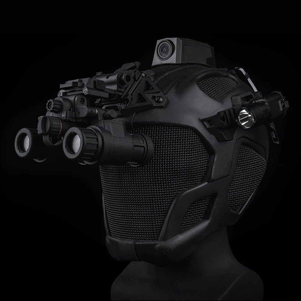 Casque Tactique Protection Intégrale Militaire - Masque Airsoft Paintball Avec Maille Acier Et Base NVG