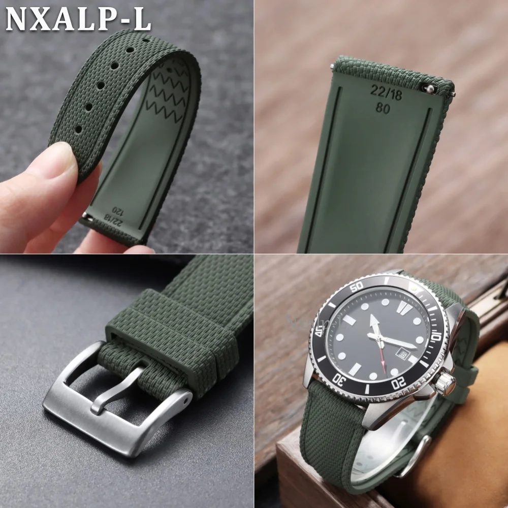 Fluoro Rubber Watch Strap 20mm 21mm 22mm for Omega for Rolex for Seiko FKM Wristband Waterproof Sports Bracelet Quick Release view 4