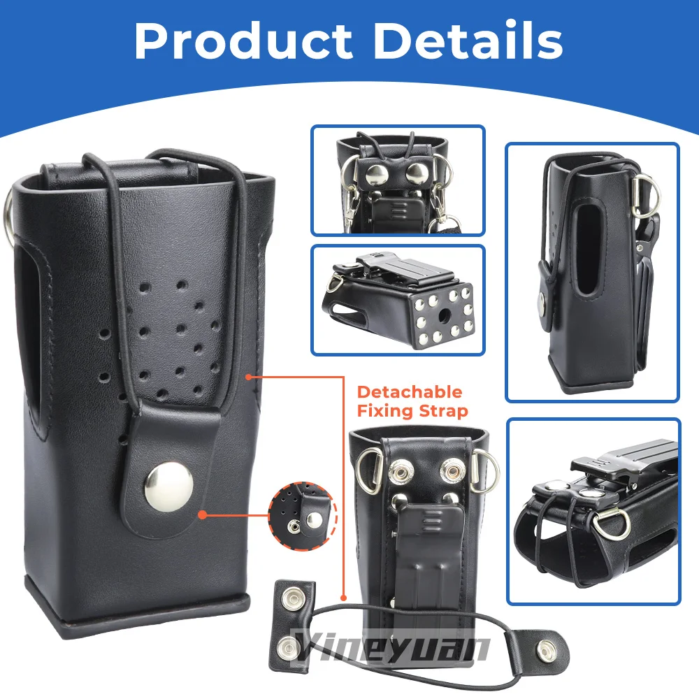 Black Hard Leather Carrying Holder Holster Case with Belt Clip for Kenwood TK-2200 TK-3207 TK-2207 TK-3217 TK-3307 TK-3200 Radio