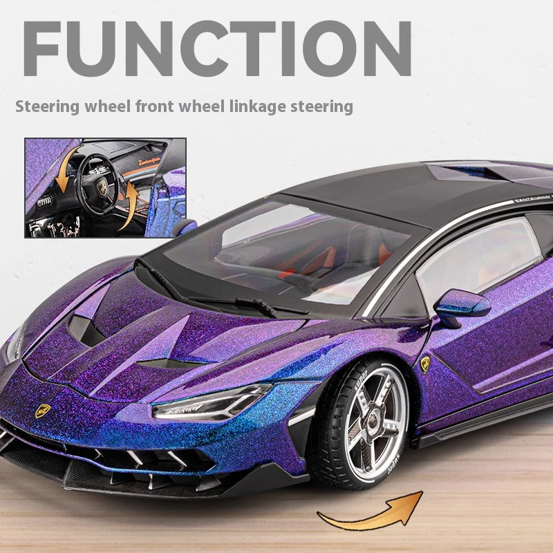 Modelo de coche deportivo LP770 fundido a presión, grande, 1/18, simulación de sonido y luz, neumático extraíble, absorción de impacto, regalo para niño
