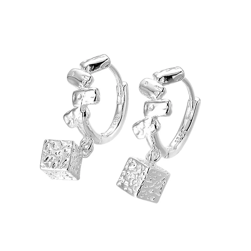 Foxanry Cube Geometric Pendant Drop Earrings For Women Creative Design Simple Trendy Classic Personality Daily Party Jewelry Gif