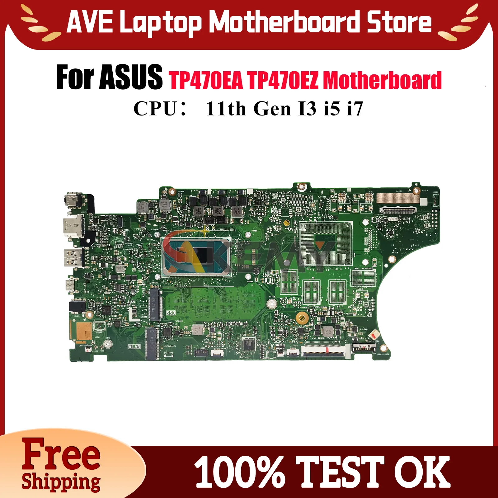 

Материнская плата TP470EA для ноутбука ASUS VivoBook Flip TP470E TP470EZ TP470EA, материнская плата для ноутбука с 11-го поколения I3 i5 i7 100% тест в порядке