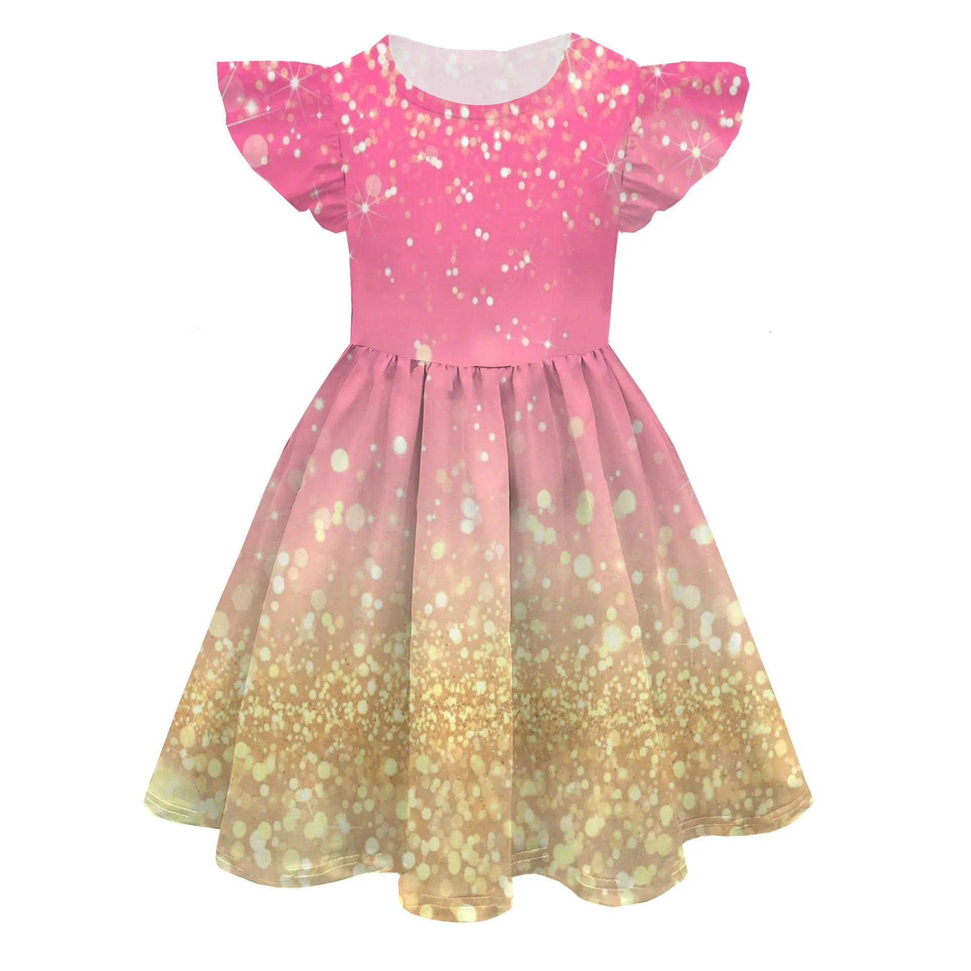 2024 Sommer Farbe Kinder Kleid 3d niedlichen Prinzessin Kleid Fliegen ärmel Mädchen buntes Kleid Weihnachts geschenk für Mädchen Cosplay Kostüme