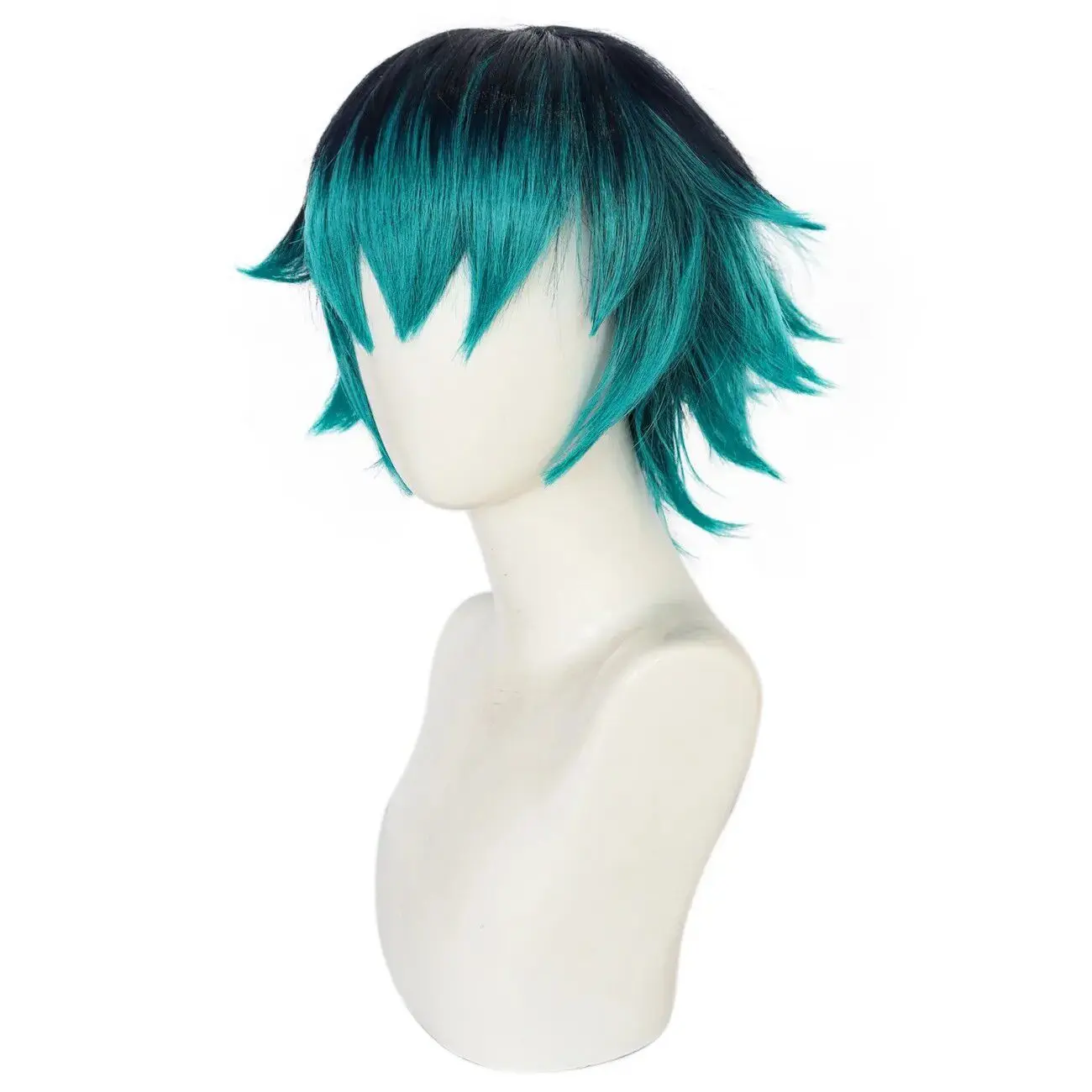 男性と女性のためのlukaコスプレウィッグ,短い黒と青のグラデーションのかつら,アニメのコスプレの衣装,ハロウィーンパーティーのロールアクセサリー