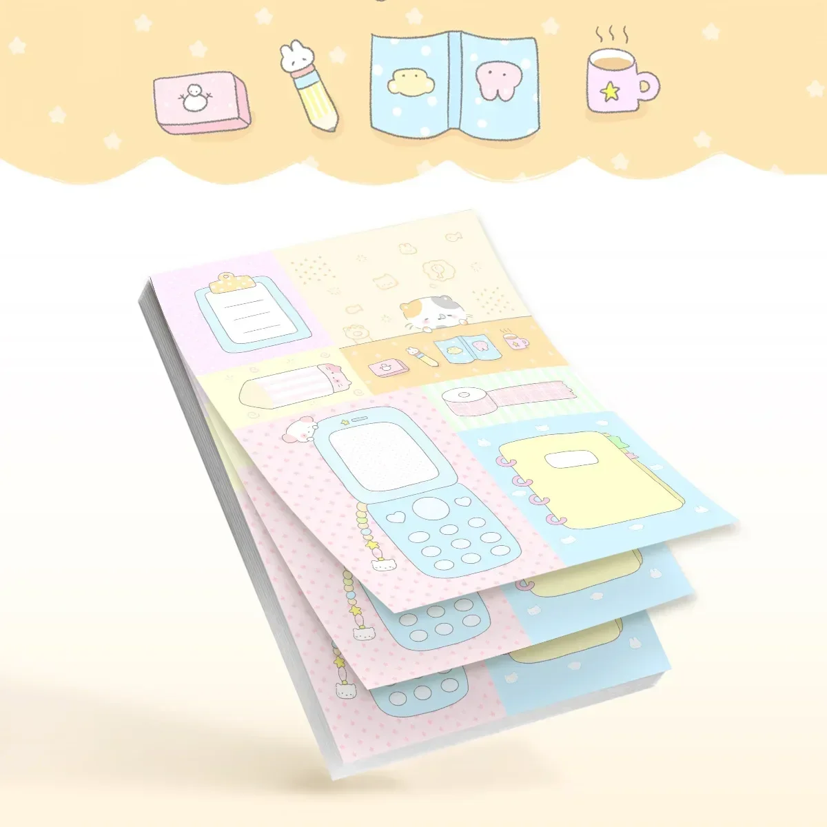 50 Uds cuaderno de dibujos animados Ins cuaderno mensaje papelería Kawaii