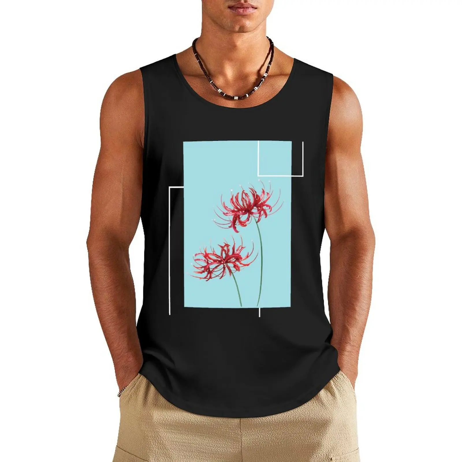 

Lycoris Recoil Red Spider Lily Light Blue Tank Top gym shirt man anime training weight vest men gym clothing