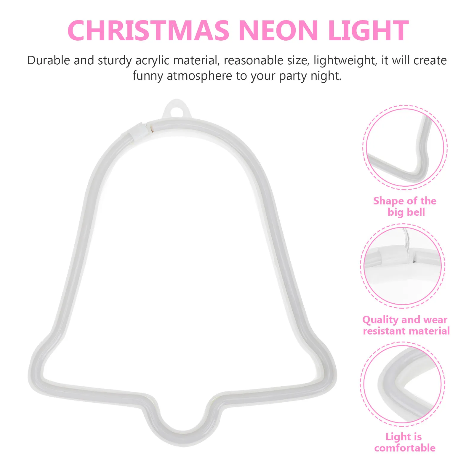 

1pc Led Christmas Bell Shape Light Durable Wear Resistant Energy Saving Usb Dual Use Desktop Neon Lamp Party Atmosphere