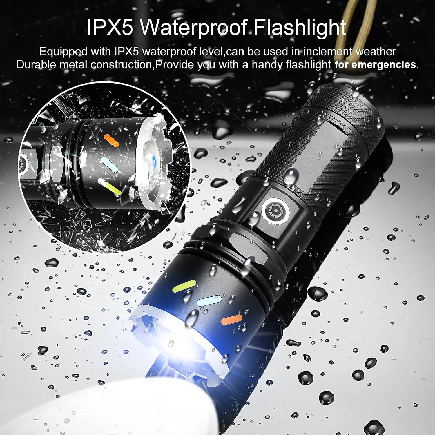 2025 Latest Rechargeable Led Flashlight Most Powerful Torch Light 4500mAh 8 Modes Power Bank Long Range Lamp for Camping Fishing