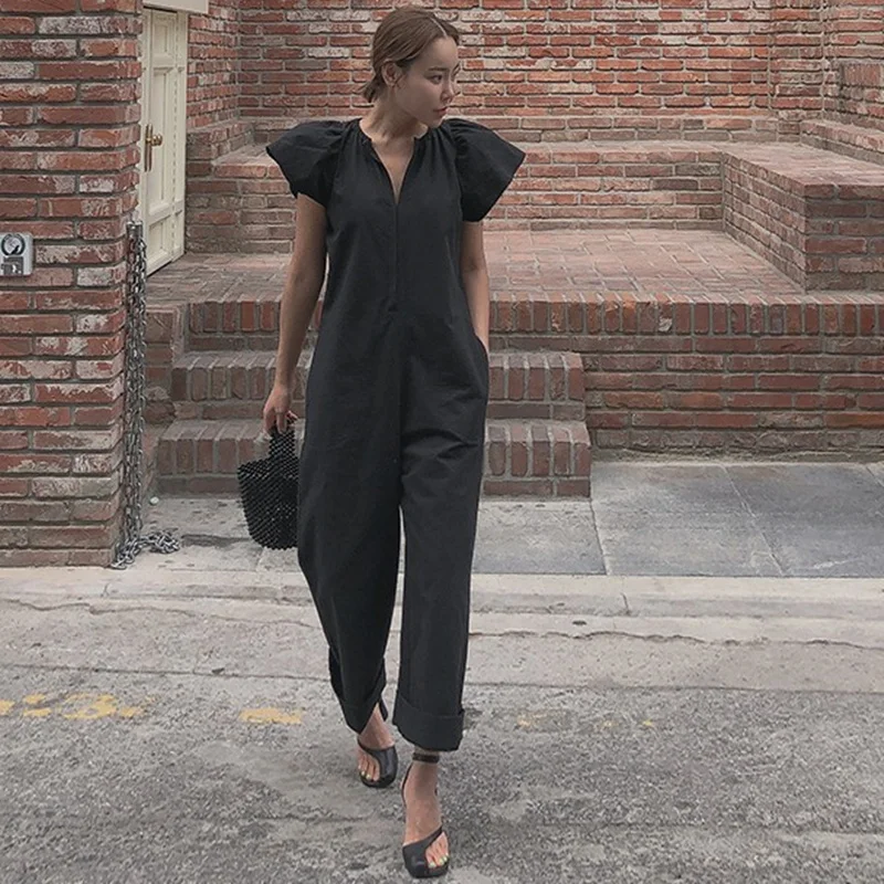 Luźne bawełniane spodnie damskie z szerokimi nogawkami, modne spodnie do noszenia na co dzień, długość 7/8, z wysokim stanem, styl koreański...