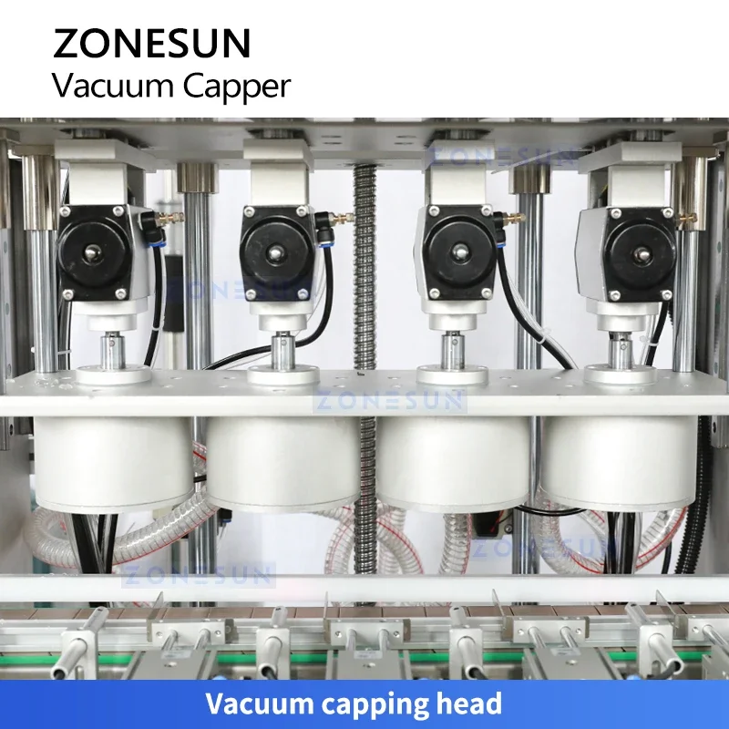 ZONESUN ZS-XGVS1 Vacuum Automatic Metal Lug Cap Capping Machine Feeding Plastic Unscrambler Packaging Line