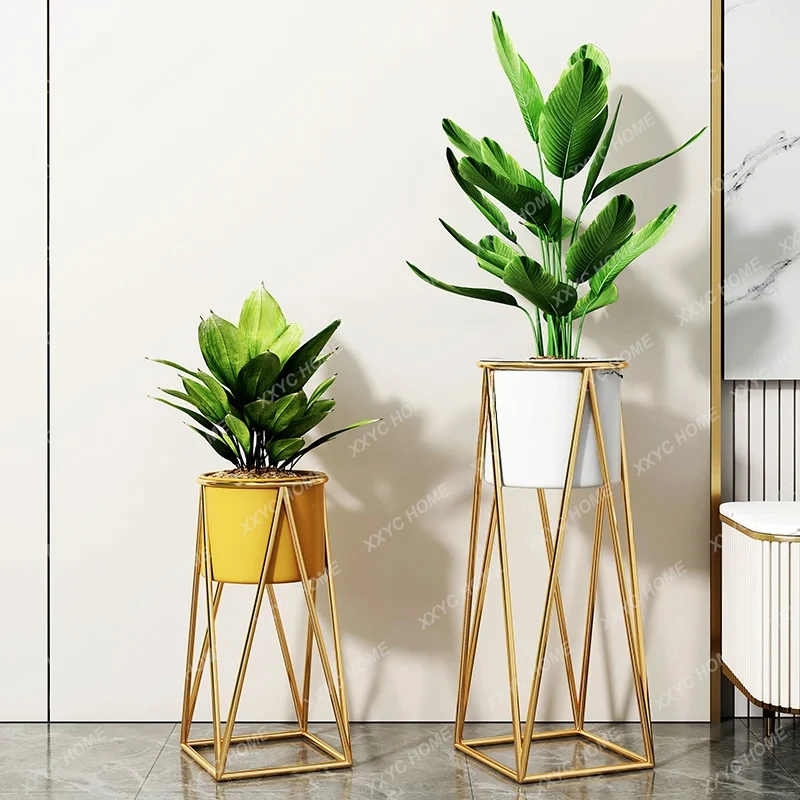 

Nordic Simple Iron Indoor Flower Pot Stand Light Luxury Balcony Gold Plant Stand for Living Room Flower Rack Decorative Shelf