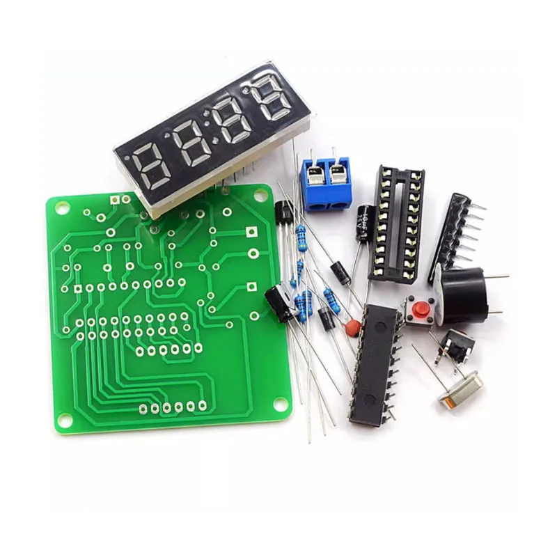 

Four Digit Clock DIY Kit Loose Parts 4-Digit Microcontroller Clock: DIY Digital Electronic Kit Parts.