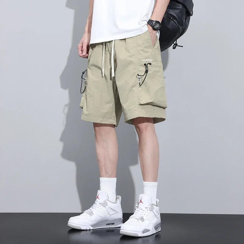 2024 New Summer Thin Cargo Men Loose Shorts Pocket Baggy Shorts Male Trendy Streetwear Hip Hop Korean Popular Y2k Clothes