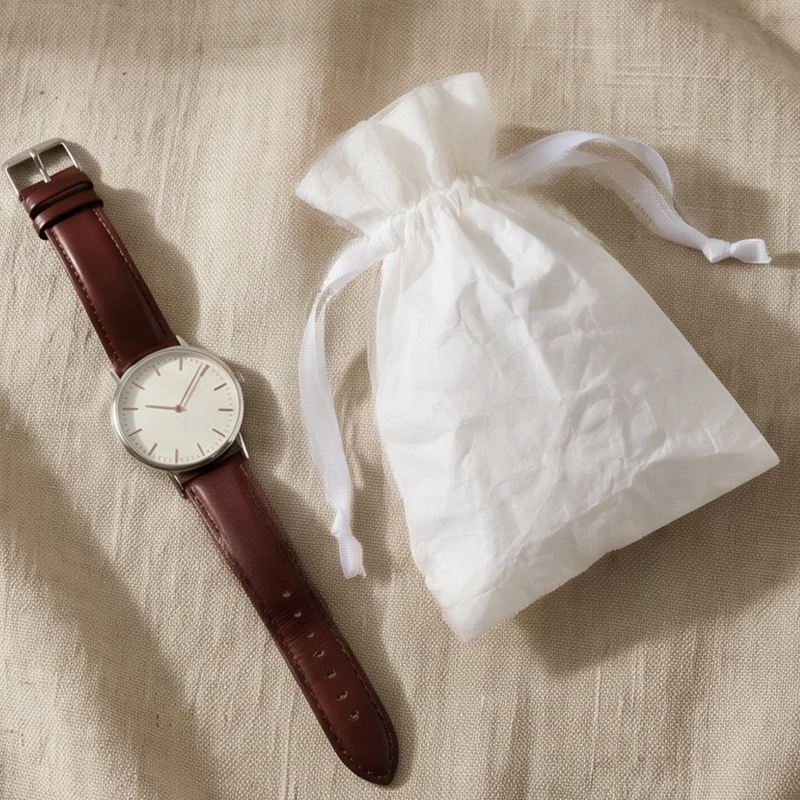 Luxury Pouch Waterproof Tyvek Paper Drawstring Bag Eco-friendly Reusable Gift Ribbon Closure Jewelry Packaging for Boutique Shop
