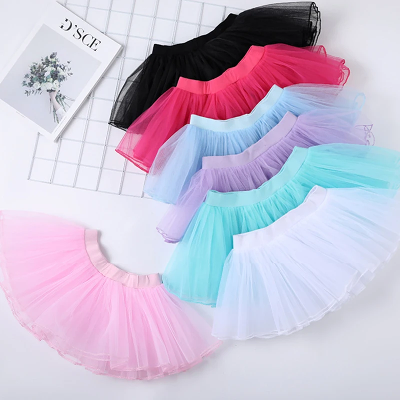 

Children's dance tutu skirt ballet gauze skirt girls practice clothes skirt white princess performance four-layer mesh skirt