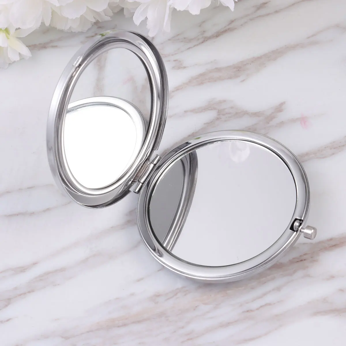 4 pçs espelho de maquiagem lados duplos dobrável portátil espelhos compactos moldura polida pequena bolsa espelho de bolso para senhoras