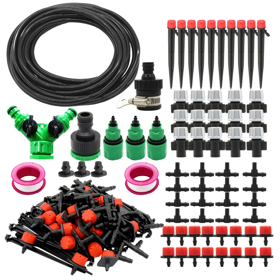 

MUCAIKIE 50M to 5M Garden Irrigation Kits with Misting Sprinkler Nozzle System Micro Drip Dripper Set for Plants Bonsai Yard