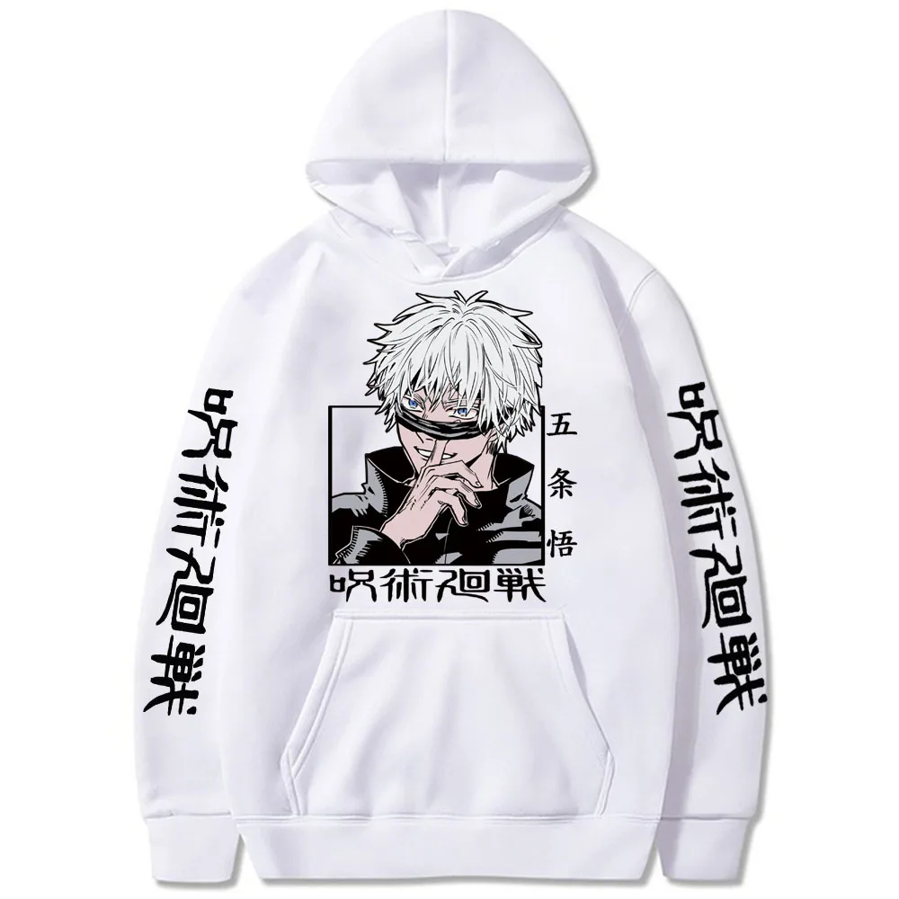 Anime Gojo Satoru jutsu kassen Hoodie Harajuku Hip Hop Pullover atasan hadiah penggemar