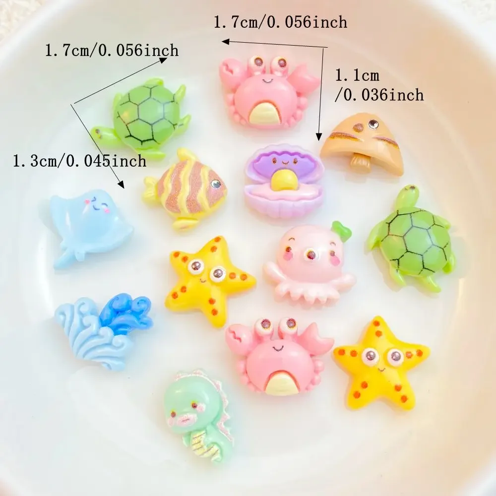 30Pcs New Cute Resin Cartoon Ocean Series Crab, Turtle, Octopus Flat back Ornament Jewelry Making Manicure Hairwear Accessories