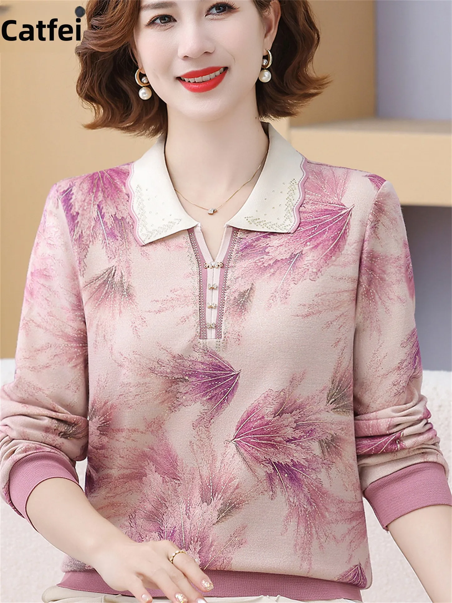 

Loose Knitted Long Sve T-irt Autumn New Sle Faionable Mommy Clothes Breathable Comfortable ly Women's Top