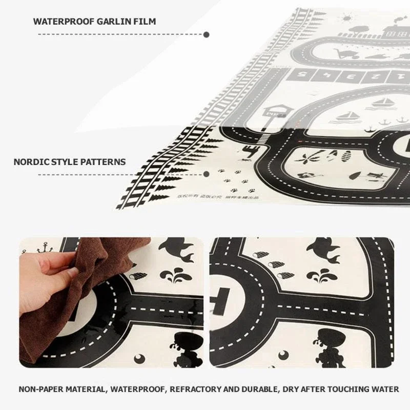 83*58 cm/130*100 cm Straße Matte Kinder Verkehrs Auto Karte Pädagogisches Spielzeug Straße Kunststoff Teppich Playmat für Matten Stadt Kinder Spielzeug Spiele – Detail 7