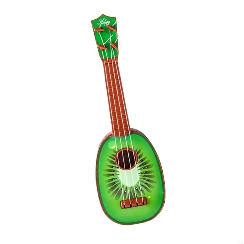 97BC Fruit Theme Ukulele Toy with 4 Strings Design Enhancing Fine Motor Skill Preschool Music Instrument Learning Toy