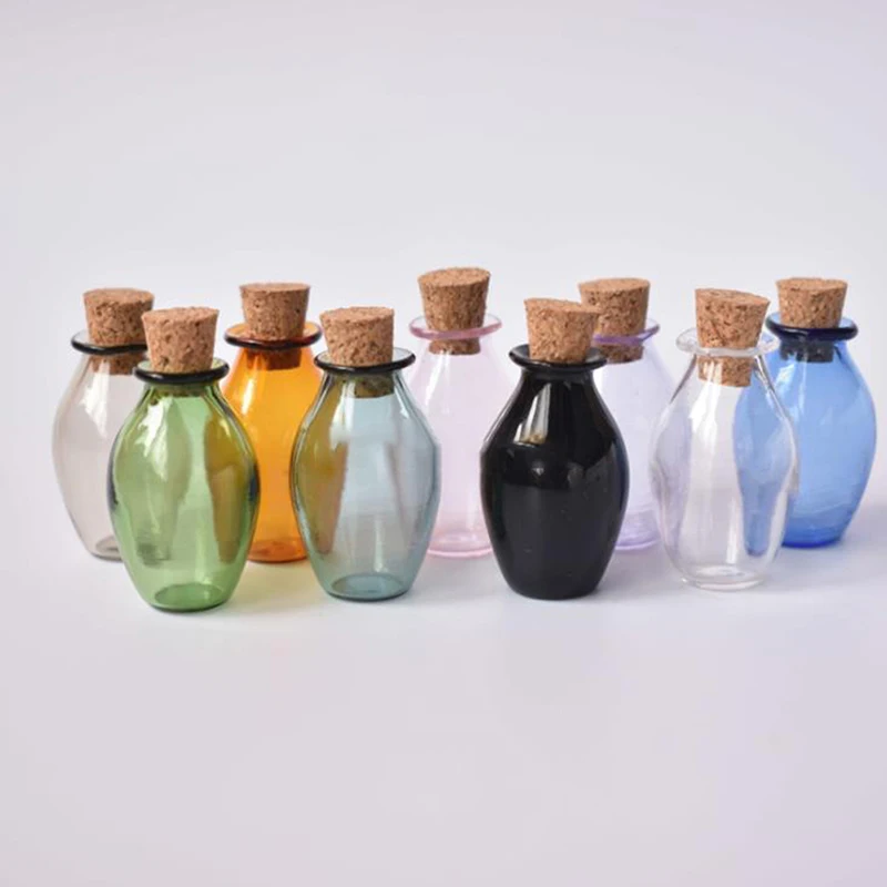 Minibotellas de vidrio de 9 colores, botellas pequeñas con corcho, regalo, frascos pequeños, decoración del hogar, 2 uds.