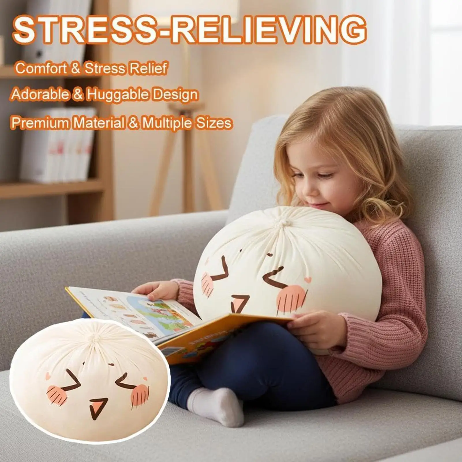 

Plush Pillows for Kids 30cm Bun Shape Home Decor Stuffed Animal Throw Pillow for Kids Girls Boys Bed Couch Sofa Chair Bedroom