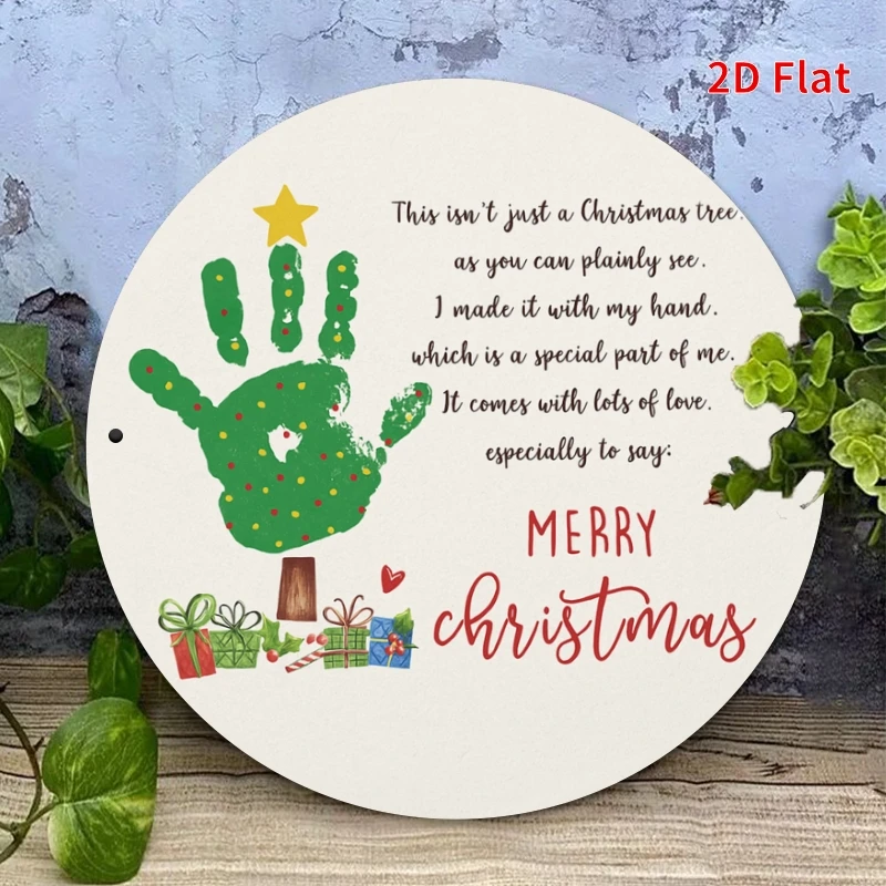 2D Artistic Simple Xmas Tree Motif Wooden Platter Furniture Hanging Ornament Bistro Cafe Sleeping Quarters Lounge Decor 1PCS