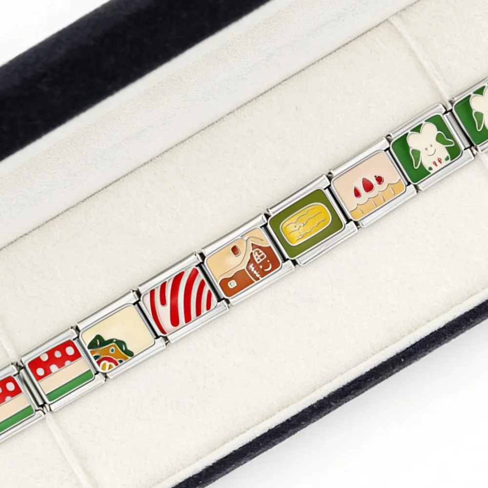 Niedliches Cartoon-Charm-Armband aus Edelstahl, passend für 9mm italienisches Original-Design-Muster, DIY-Mode-Schmuckherstellungszubehör – Detail 4