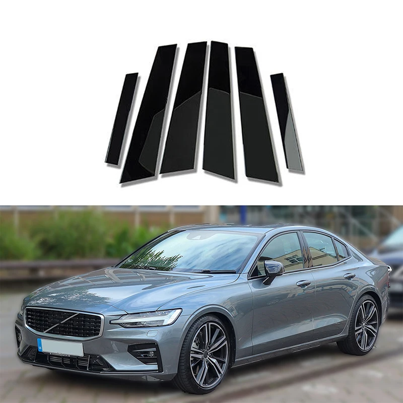 Car Door Window Column Center B C Pillars Post Trim Cover Fit For Volvo S60 2019 2020 2021 2022 2023  Glossy Black Auto Styling