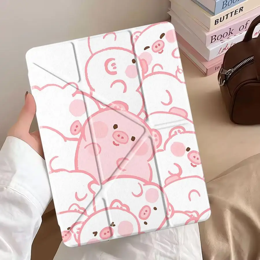

Pink Piglet Holder Cover Tablet Case For iPad Pro 11th 10th 9th 8th 7th 12.9inch Pro 2025 Mini 6 7 Air 4 5 M3 M2 1 2 M4 11inch