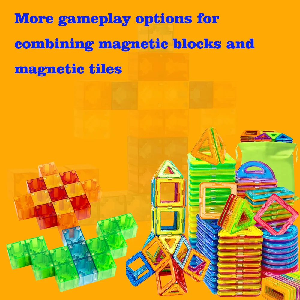 ألعاب مغناطيسية ذاتية الصنع، بلاط مغناطيسي شفاف للأطفال، مكعبات بناء، هدايا مثالية للأطفال، ألعاب تعليمية