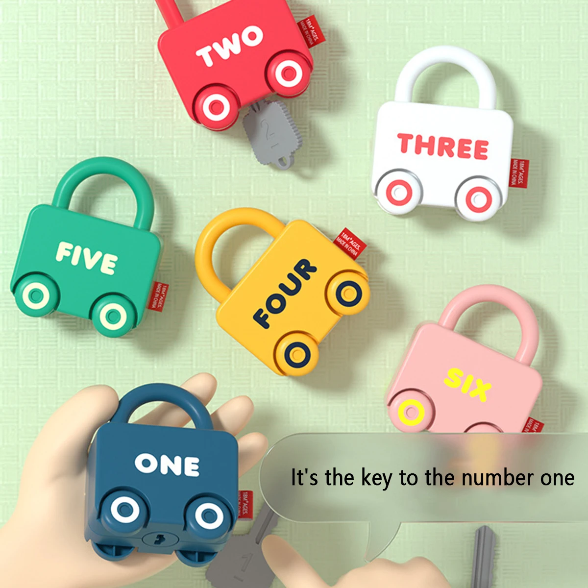 6Pcs Montessori Early Learning Lock Unlock Car Train Toy with Keys Kids Math Counting Motor Skill Educational Toys Xmas Gift