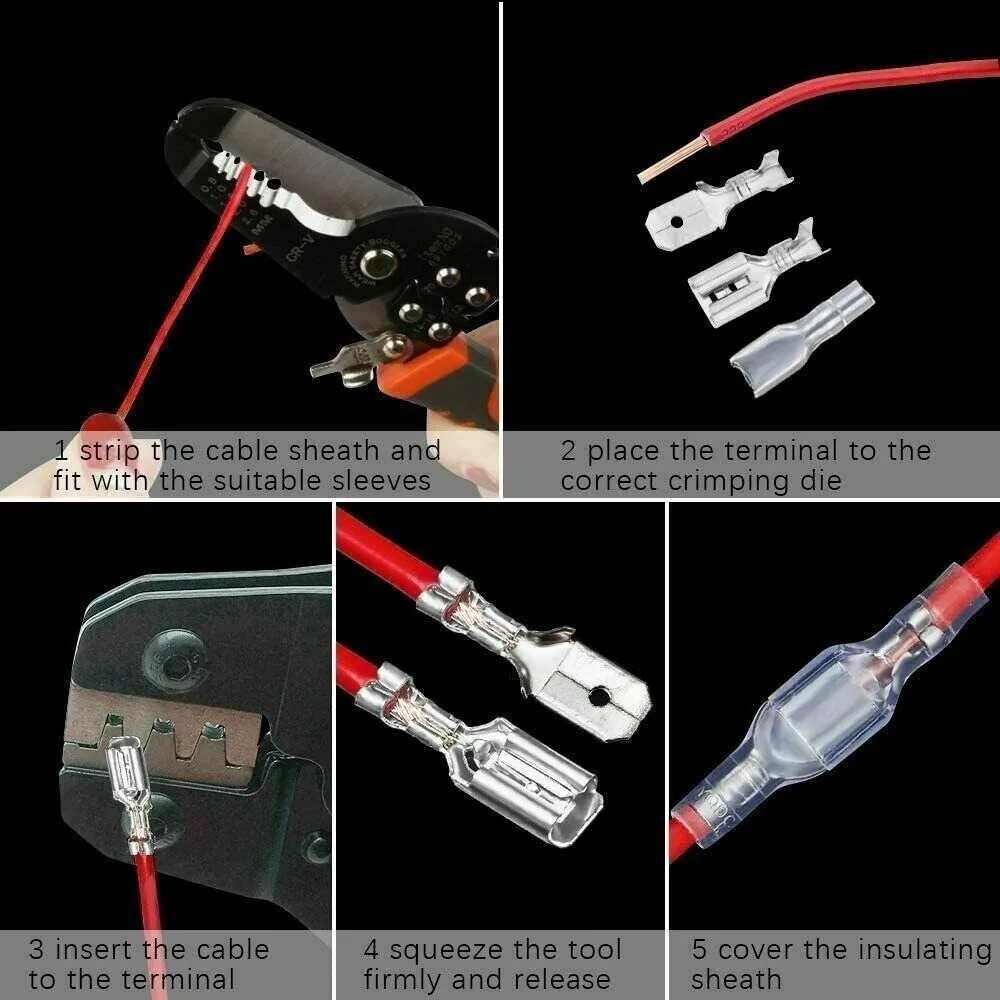 900X Assorted Insulated Electrical Wire Terminal Crimp Connectors Kit with Pliers